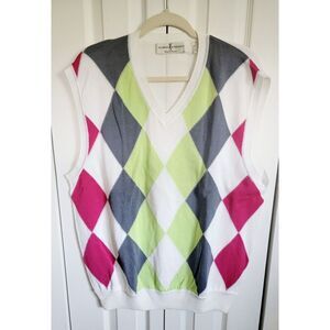 Fairway & Greene L Knit Sweater Vest Men's Argyle Golf Grandpa Preppy Vintage